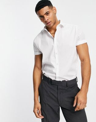 Topman formal short sleeve shirt in white - ASOS Price Checker