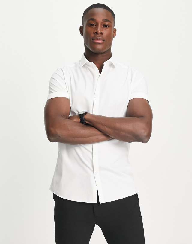 Topman - formal short sleeve shirt in white