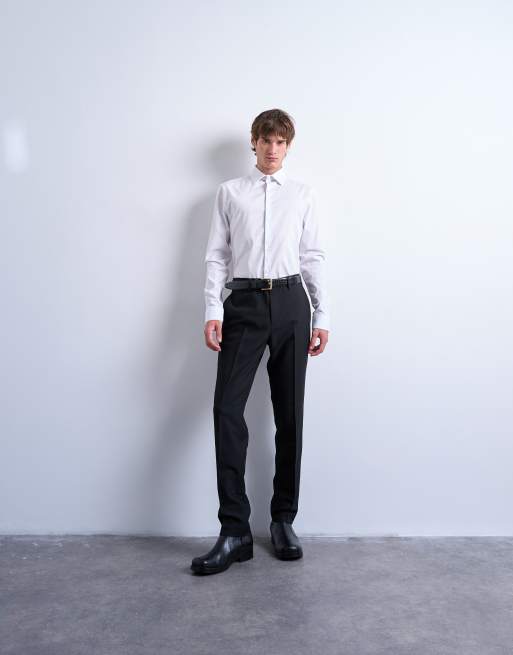 Topman - Formeel overhemd met lange mouwen en stretch in wit, 2 van 5