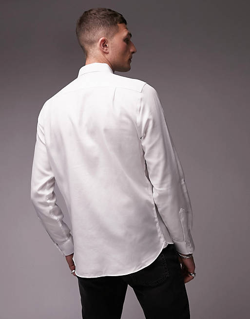 Topman hvid skjorte tekstureret, egyptisk bomuld | ASOS
