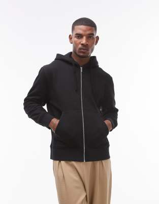 full zip hoodie in black