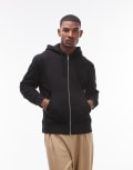 [Topman] Topman full-zip hoodie in black XS BLACK