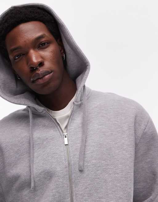 Topman full zip hoodie in grey marl ASOS