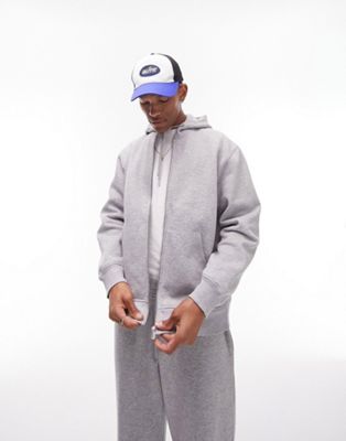 Topman full zip hoodie in grey