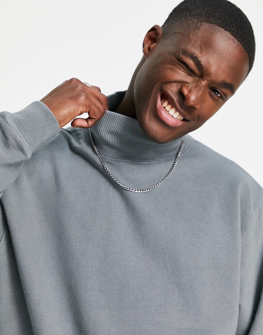topman funnel neck sweatshirt in grey