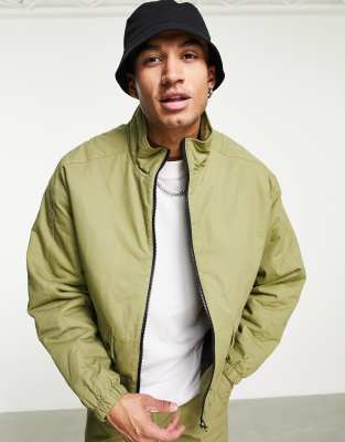 Topman funnel neck technical jacket in khaki co-ord