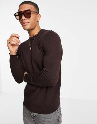 Topman - Gebreide, gedraaide trui met lange mouwen in bordeauxrood