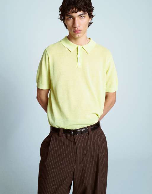 Topman - Gebreide polo van linnenmix in limoen, 2 van 4