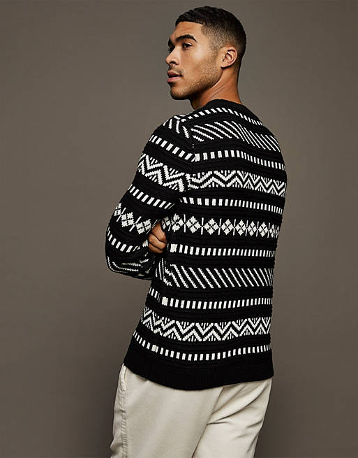 G.W Mode Sweaters Gebreide truien Gebreide trui volledige print casual uitstraling 