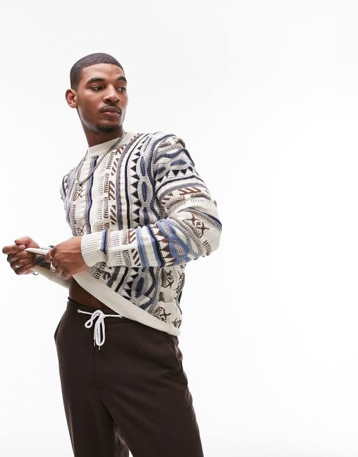 Topman - Gebreide trui met verticale strepen met textuur in multi