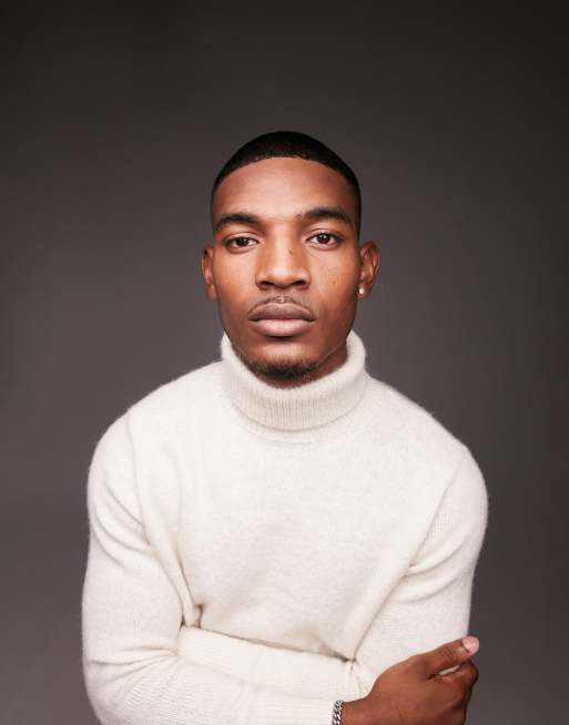 Topman – Gebürsteter Strickpullover in Ecru mit Rollkragen