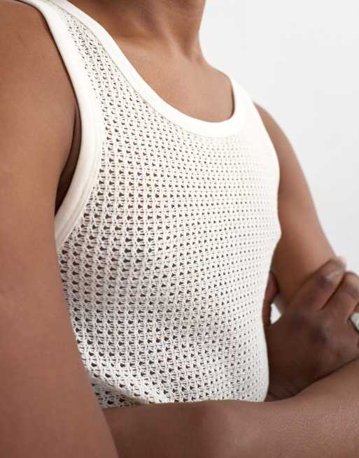 Topman – Gehäkeltes Trägertop in Ecru mit klassischem Schnitt, 2 von 5