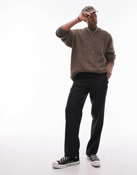 Topman – Gerade geschnittene Hose aus Wollmix in Schwarz - view 1