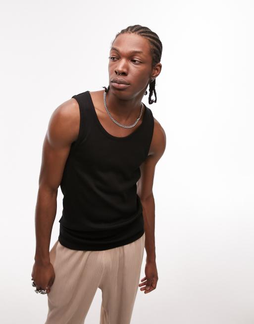 Topman - Geribbeld hemdje in zwart