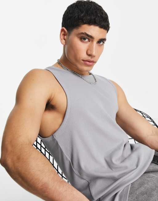 Topman – Geripptes Trägertop in Grau