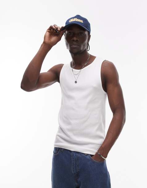 Topman – Geripptes Trägertop in Weiß - view 1