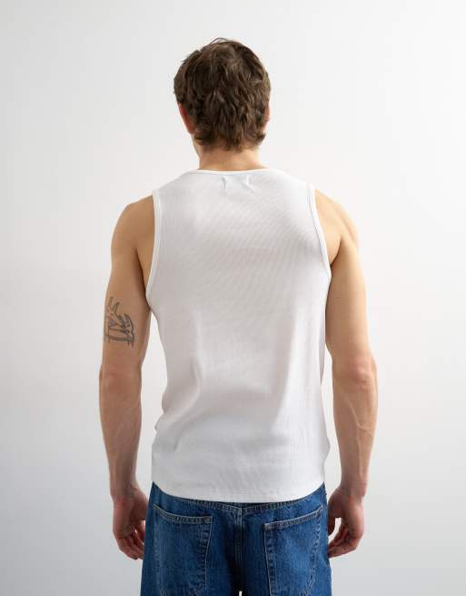 Topman – Geripptes Trägertop in Weiß, 3 von 5