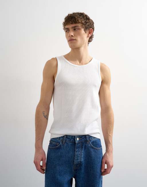 Topman – Geripptes Trägertop in Weiß, 4 von 5