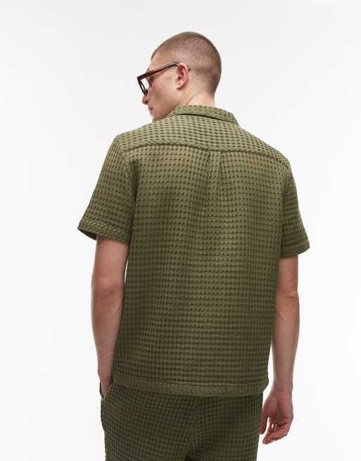 Topman - Geruit overhemd in kaki, deel van co-ord set, 4 van 4