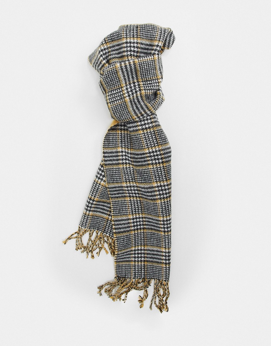 Topman - Geruite geweven sjaal in grijs