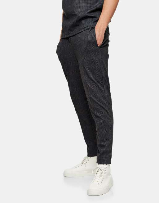 Topman - Geruite joggingbroek in zwart
