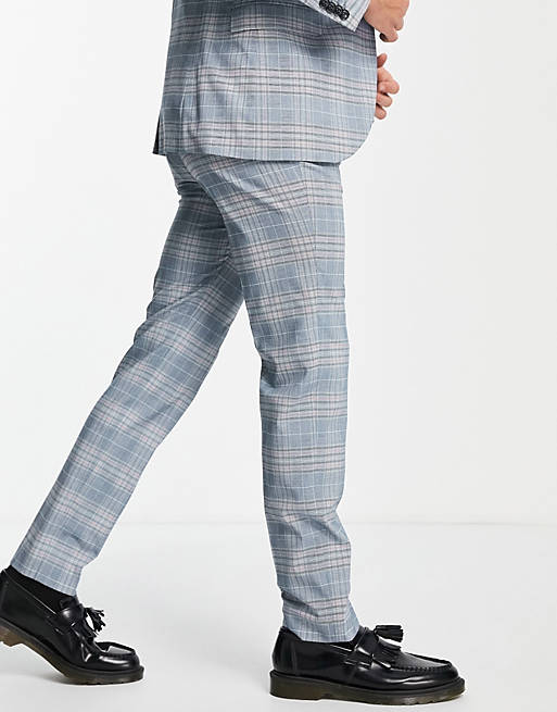 Topman - Geruite skinny broek in blauw