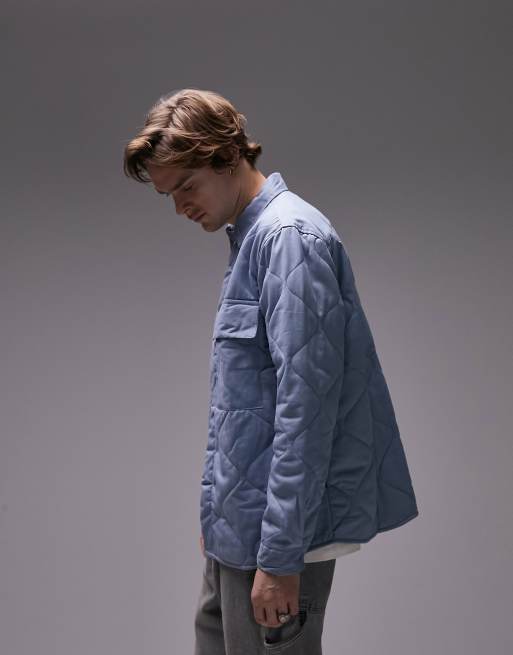 Topman – Gesteppte Hemdjacke in Blau