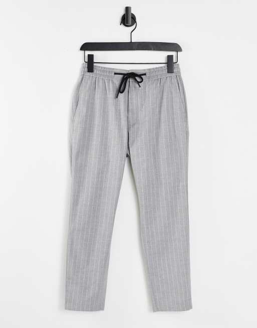 Topman - Gestreepte joggingbroek in grijs