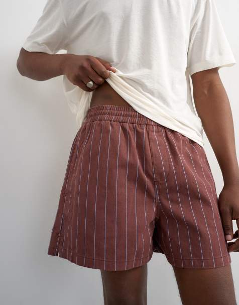 Topman - Gestreepte micro-fit short in bruin - view 1
