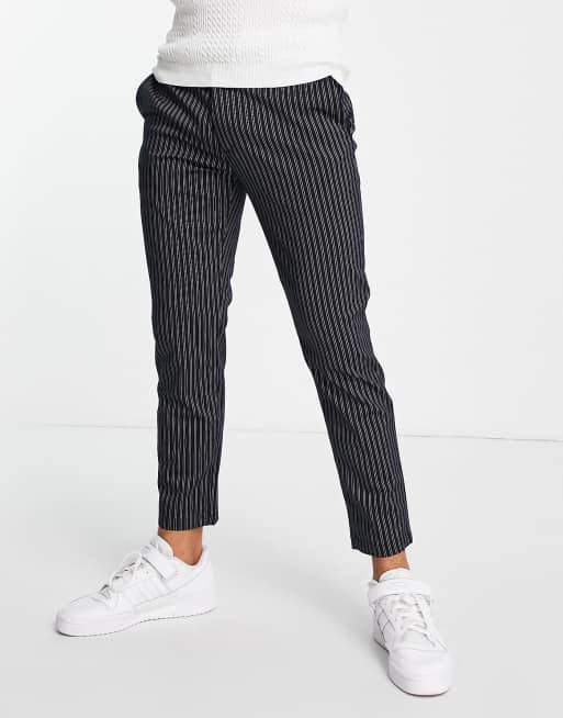 Topman - Gestreepte skinny joggingbroek in marineblauw