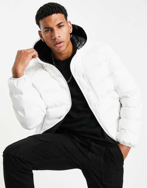 Topman - Gewatteerd en doorgestikt voeringsjack in wit - WHITE
