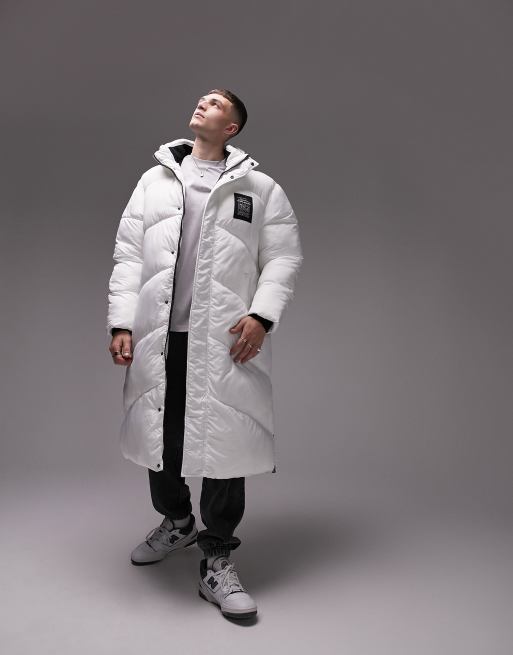 Topman - Gewatteerd jack met lange pasvorm en signatuurlogo in wit