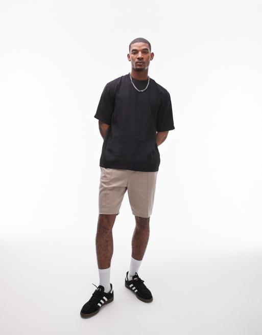 Topman - Geweven oversized T-shirt met halflange mouwen in zwart