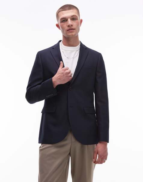 Topman - Giacca da abito skinny blu navy - view 1
