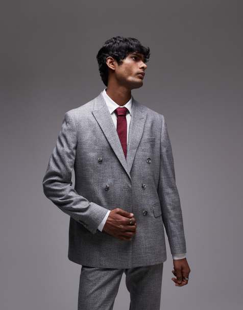 Topman - Giacca da abito skinny grigia testurizzata - view 1