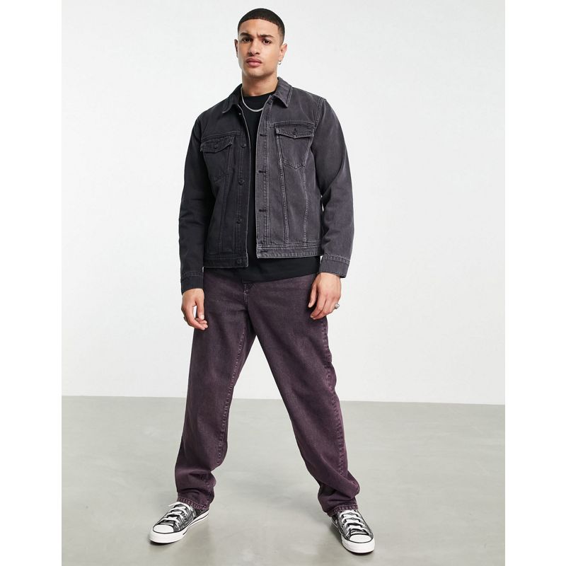 Giacche e cappotti 0AQaS Topman - Giacca di jeans con design diviso grigio e nero slavato
