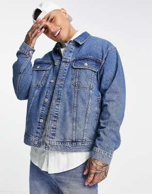 Topman - Giacca di jeans oversize blu vintage 
