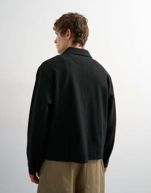 Topman - Giacca premium squadrata in jersey nera, 3 di 5