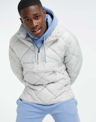 Topman - Giacca trapuntata con collo a imbuto, colore grigio