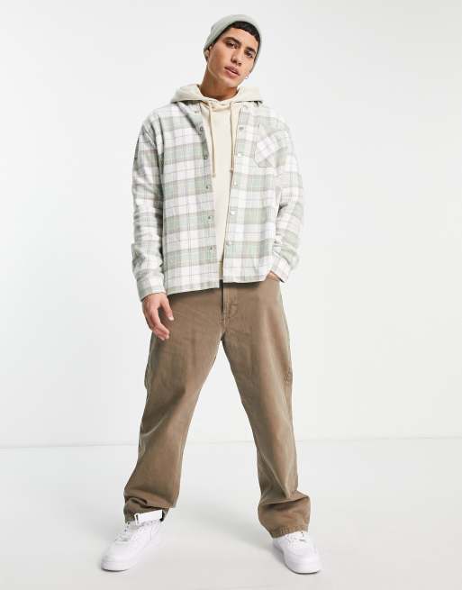 Topman - Giacca verde a quadri con stampa applicata sul retro 