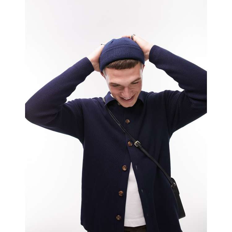 Topman Gilet boutonné à col polo Bleu marine ASOS