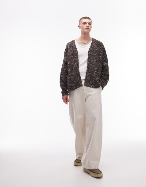 Topman - Gilet décontracté en maille bouclée à motif - Marron - view 1