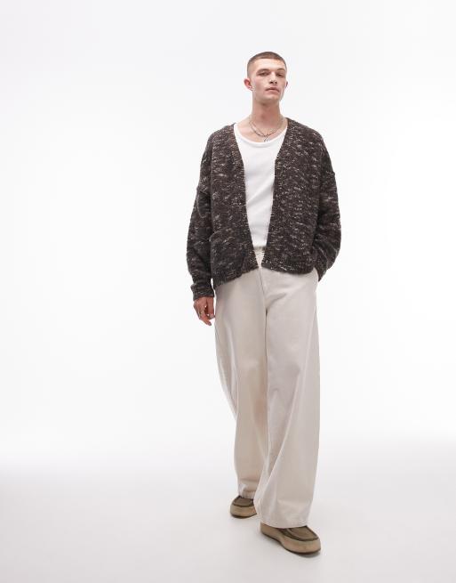 Topman - Gilet décontracté en maille bouclée à motif - Marron