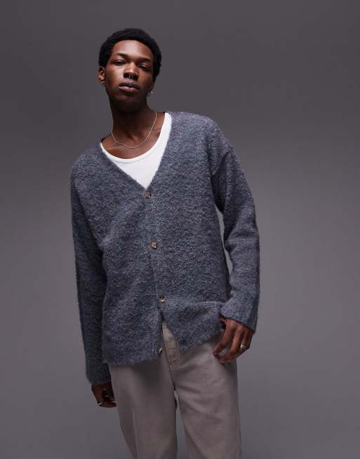 Topman - Gilet décontracté en maille bouclée effet brossé - Vert/violet