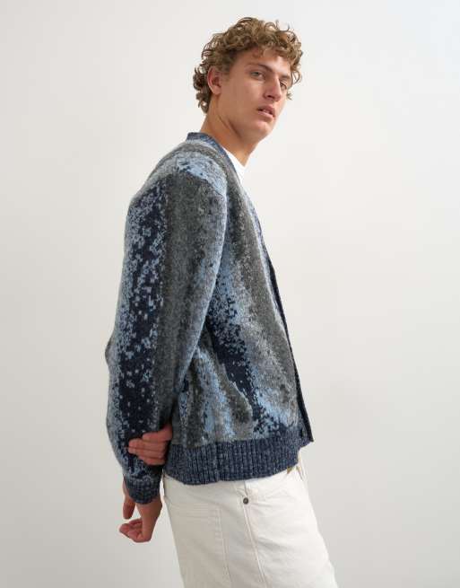 Topman gilet en maille à rayures abstraites coupe décontractée gris foncé, 4 de 5
