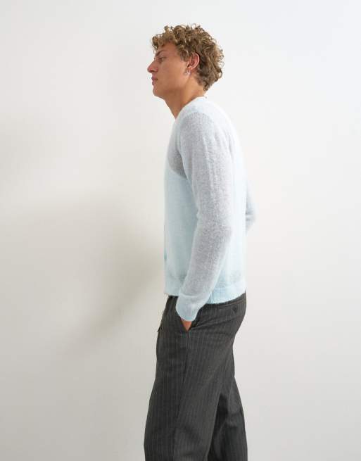 Topman gilet en maille ajourée coupe classique bleu clair, 4 de 5