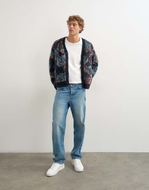 Topman gilet fleuri duveteux coupe classique marine, 4 de 5