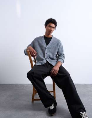 Topman - Gilet oversize à col V - Anthracite-Gris