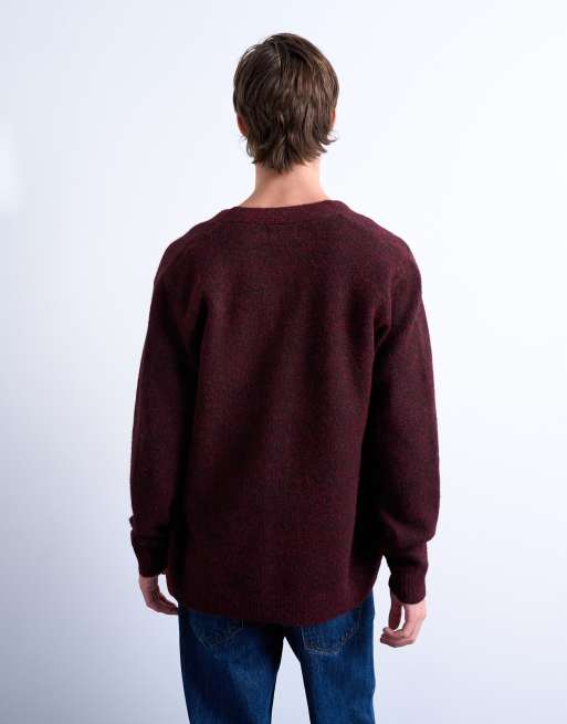 Topman - Gilet oversize à col V - Bordeaux, 3 de 5