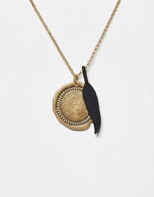 Topman Gold Feather Cluster Neck Chain